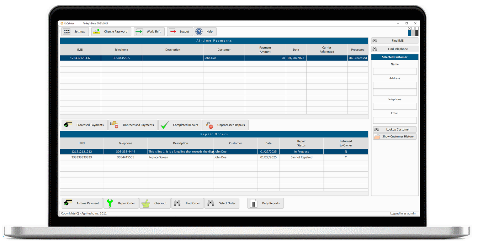 Agnitech Mobile Store Billing and Repair Software