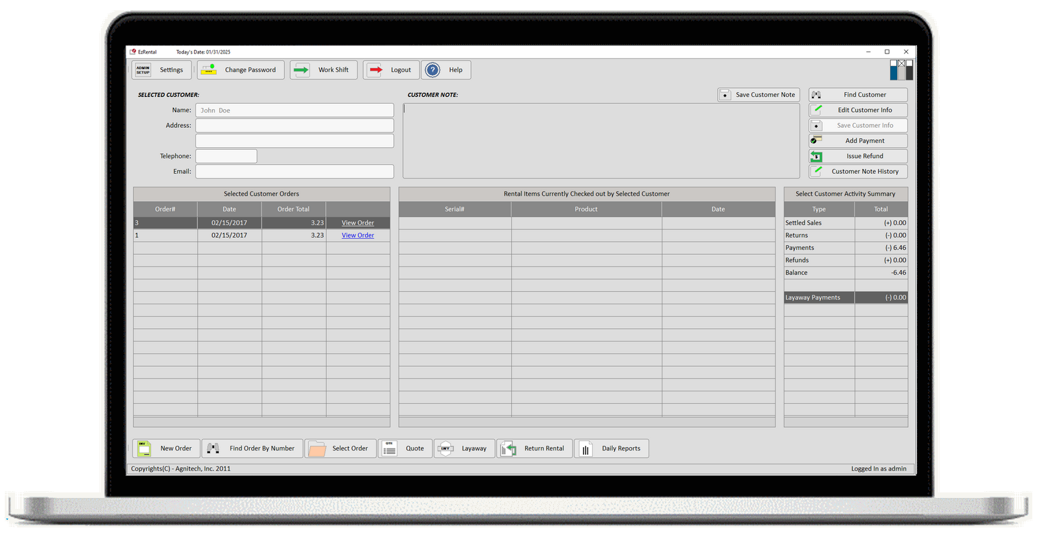 Agnitech Rental Tracking and Billing Software